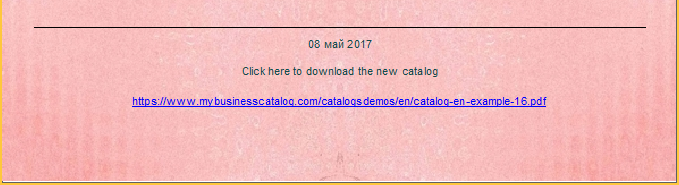 example of link to new catalog from cover page of PDF-catalog