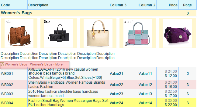 Links in the pricing software example