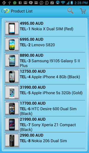 Android catalog -  blue style
