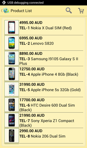 Android catalog - yellow style