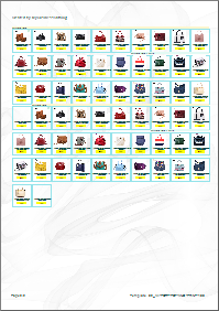 Product catalog template - 100 products / 1 page - colored pens