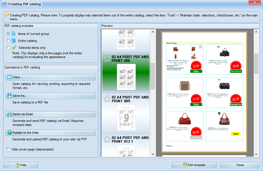 Catalogue maker - example of the PDF catalogue