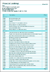 Pricelist - blue style