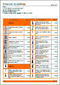 Price list template in red theme, two columns