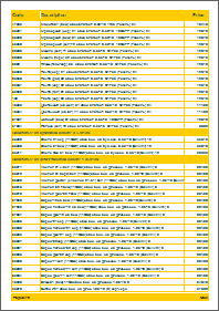 Product pricelist - yellow theme