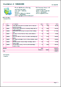 Quotation list - table layout