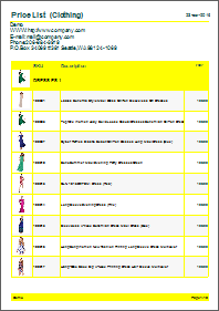 Colored price list template - Yellow