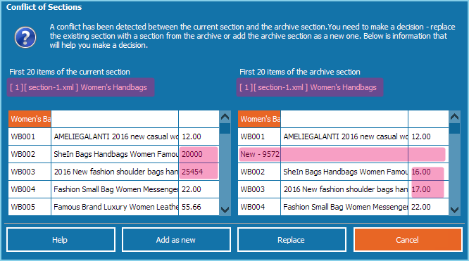 Sections conflict resolution 