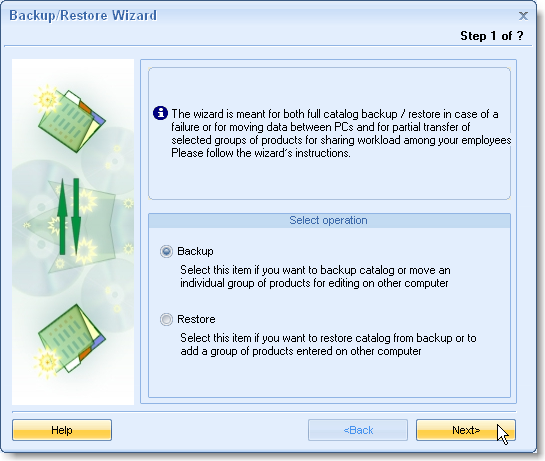 Online Help - Catalog Backup/Restore Wizard