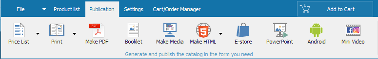 catalog creation panel