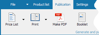 Push-button panel for publishing catalogs