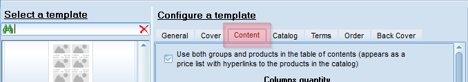 Form of price list templates setting