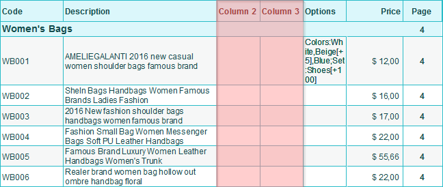 Extra fields in the product catalog template