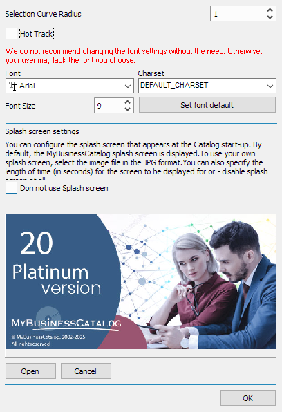 splash screen settings form