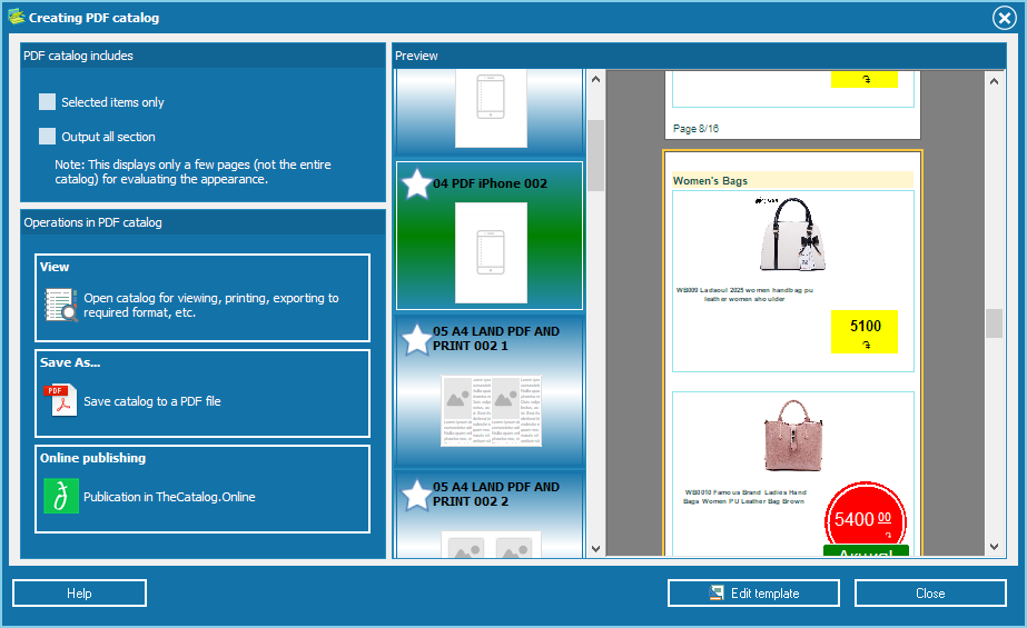 Selecting templates for mobile developed