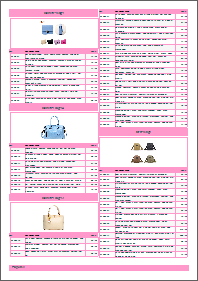 Price list template, pink theme