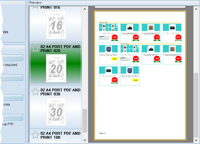 Form to select template fo product catalog