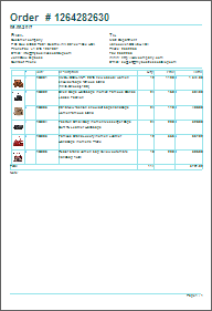 Example of order template with images